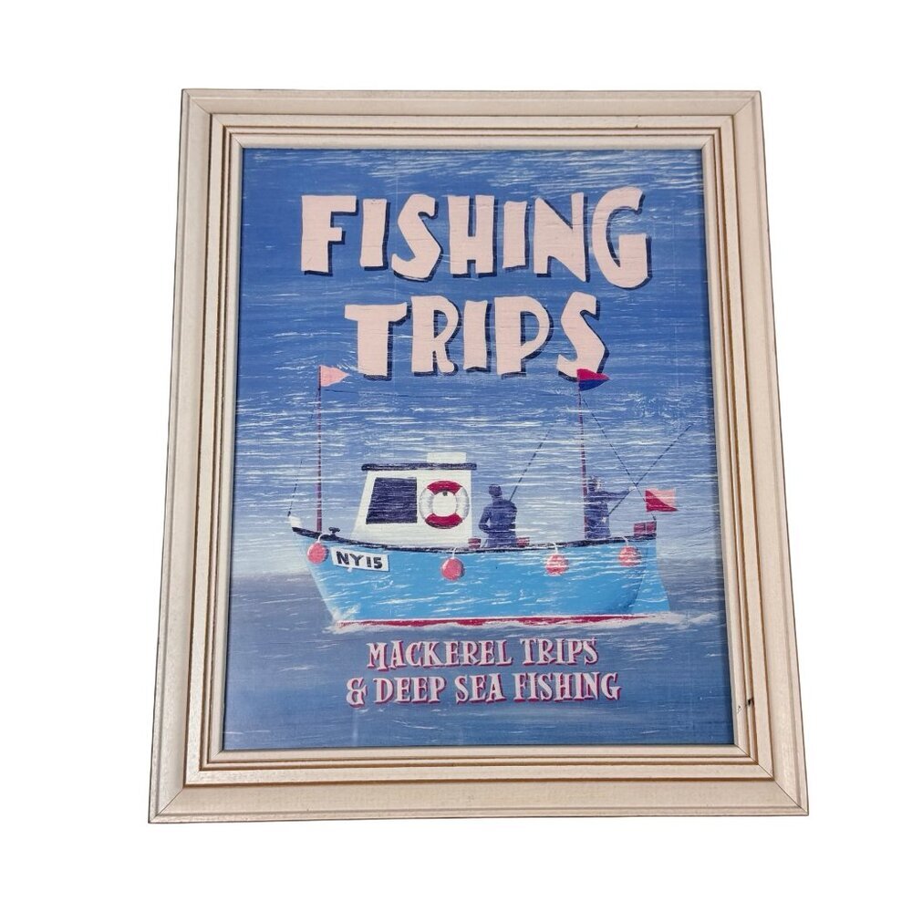 Martin Wiscombe Print Framed Set 2 Boat Coastal Beach Wall Art  Blue Whimsical - Picture 4 of 9